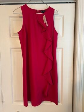 Aqua Bright Pink Sleeveless Ruffle-Front Mini Dress